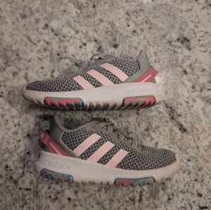 Adidas Kids Gray and Pink Sneakers